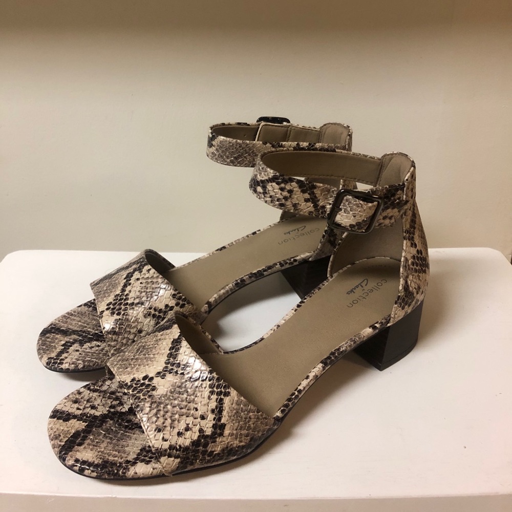 Clarks Snake skin strappy heels